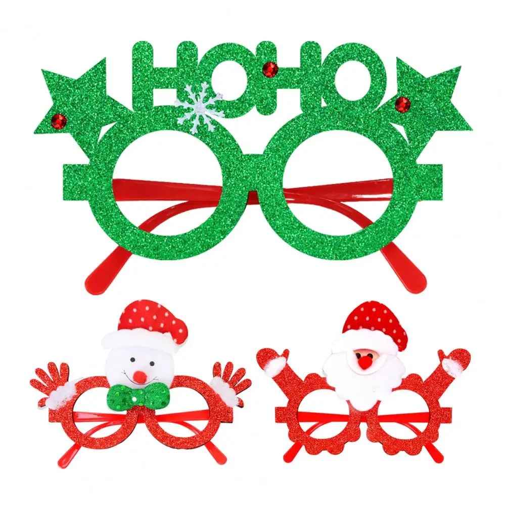 Lightweight Glitter Glasses Christmas Party Favors Glitter Glasses Santa Glove Frame Holiday Photo Props Festive for Costume