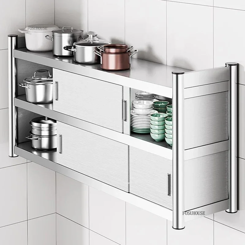 ตู้ครัวสแตนเลสที่ทันสมัยติดผนังตู้เก็บของเรียบง่ายอเนกประสงค์บ้านแขวนตู้ครัว 1