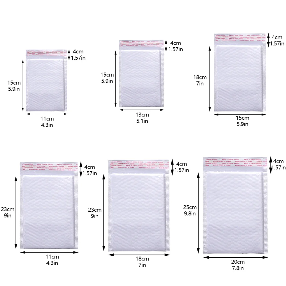 Mailing Bags 50Pcs Bubble Mailers White Poly Bubble Mailer Self Seal Padded Gift Bag Packaging Envelope Bags Book Shipping Package Bag Packing Pouches