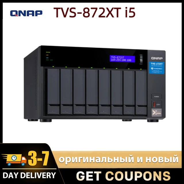 QNAP TVS-872XT-i5-16G-US 8 Bay Thunderbolt 3 NAS with 16GB RAM, 10GbE, M.2  PCIe NVMe SSD slots