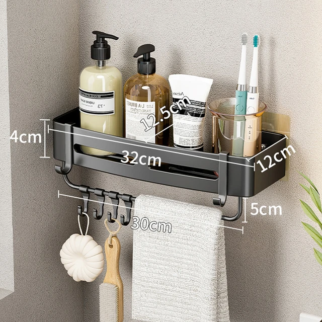 Self Adhesive Bathroom Shelves Corner Shower Shelf Aluminum Wall Shampoo  Storage Rack Holder Kitchen Bathroom Accessories Black - AliExpress