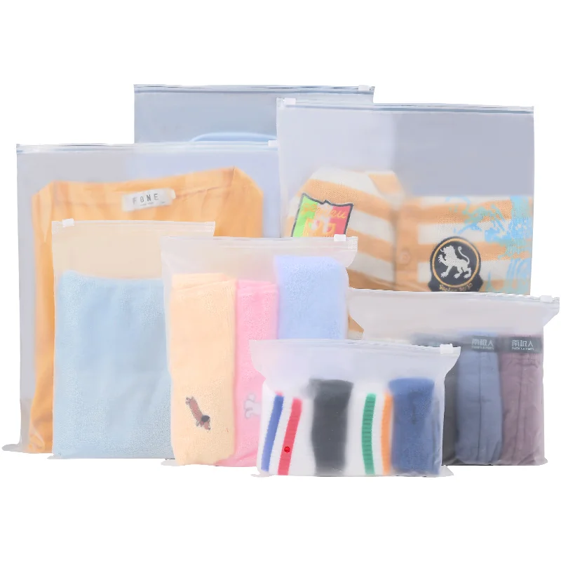 Plastic Packaging Bags Customized logo clothing packaging bag frosted zipper bag T-shirt swimsuit storage corporate product packaging printing logo