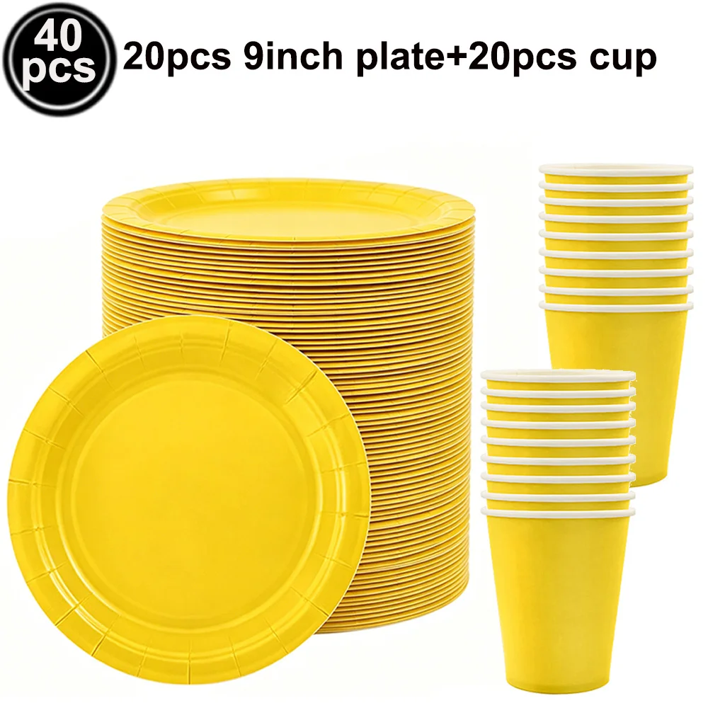 Elegant Yellow Disposable Tableware Set