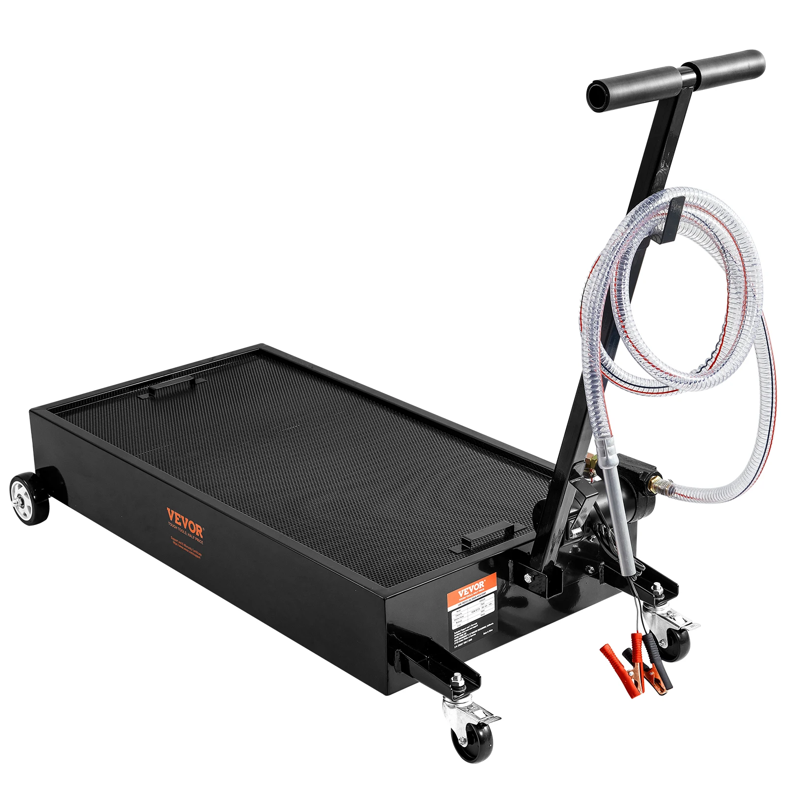 VEVOR 17/20Gal Low Profile Oil Drain Pan Cart with 180W Electric Pump Folding Handle for Trucks Buses RVs Draining Antifreeze
