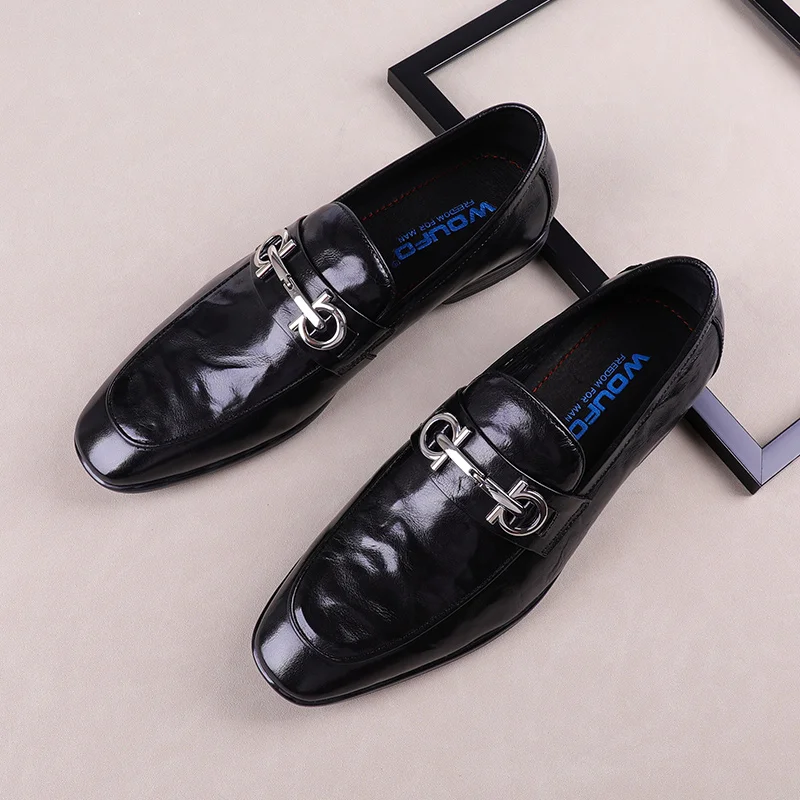 New Men's shoes, cover foot, style, leather single shoes, buckle, Bullock, handmade shoes man