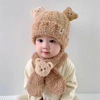 Baby Hats Winter Kids Beanie Hat Plush Scarf Warm Ear Protection Caps Windproof Knitted Earflaps Hat Chlidren Baby Stuff 2