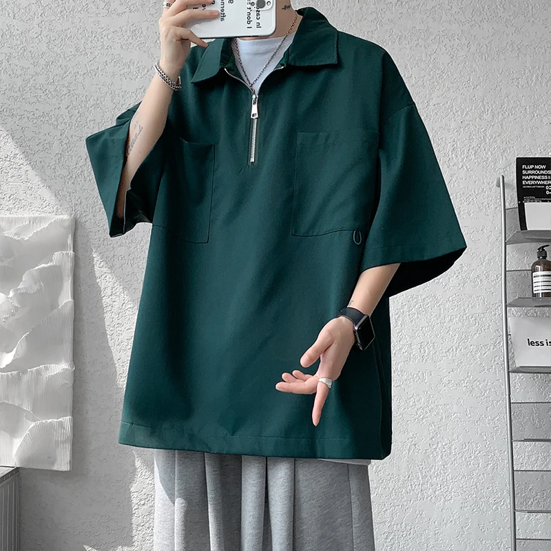 

Рубашка-поло G82 мужская с коротким рукавом, модная уличная одежда свободного покроя, повседневный Топ оверсайз, лето 2024