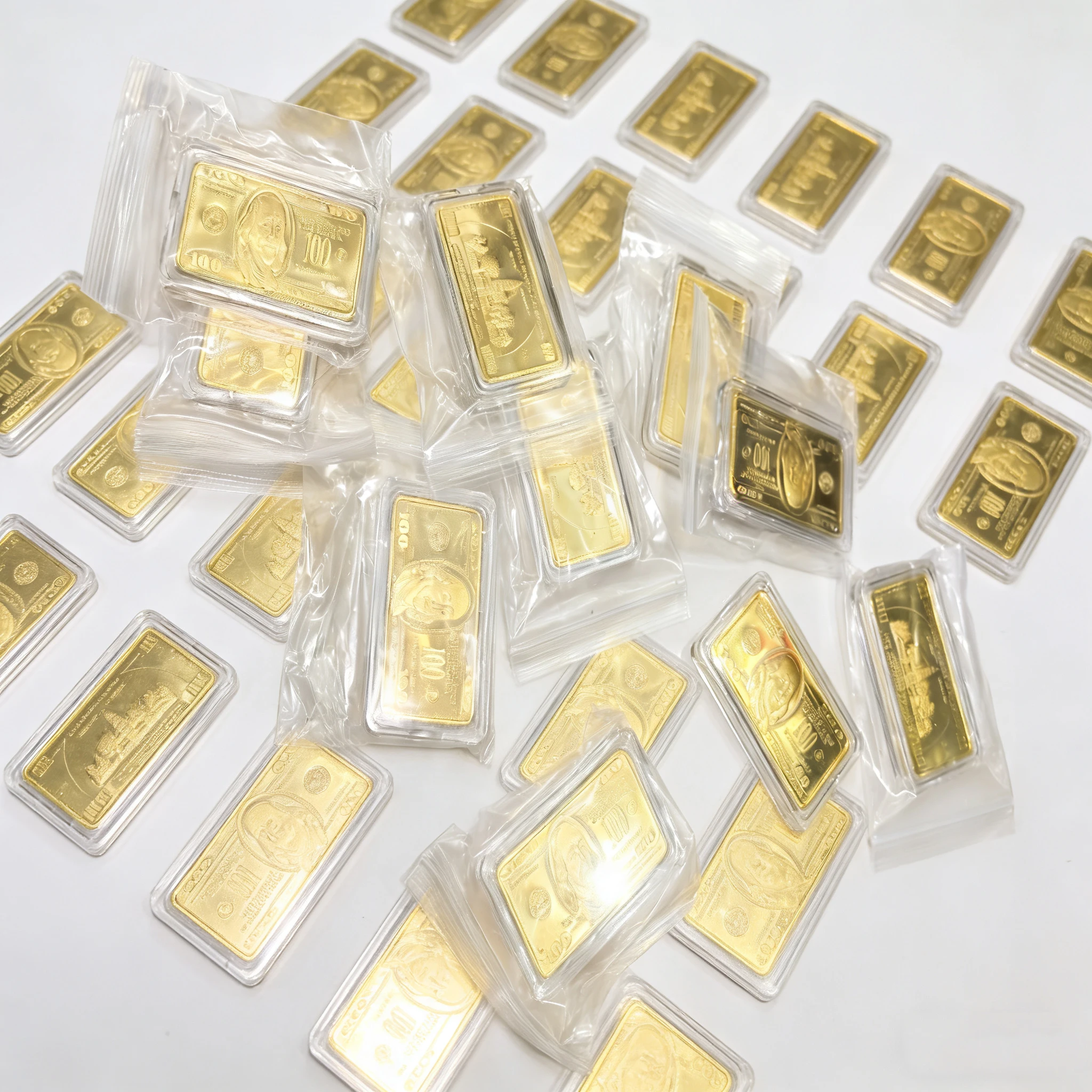 Gold Plated US Dollar Bill Commemorative Bar 1oz Collectible Souvenir 5&times;3cm Art Craft Gift for Coin Enthusiasts