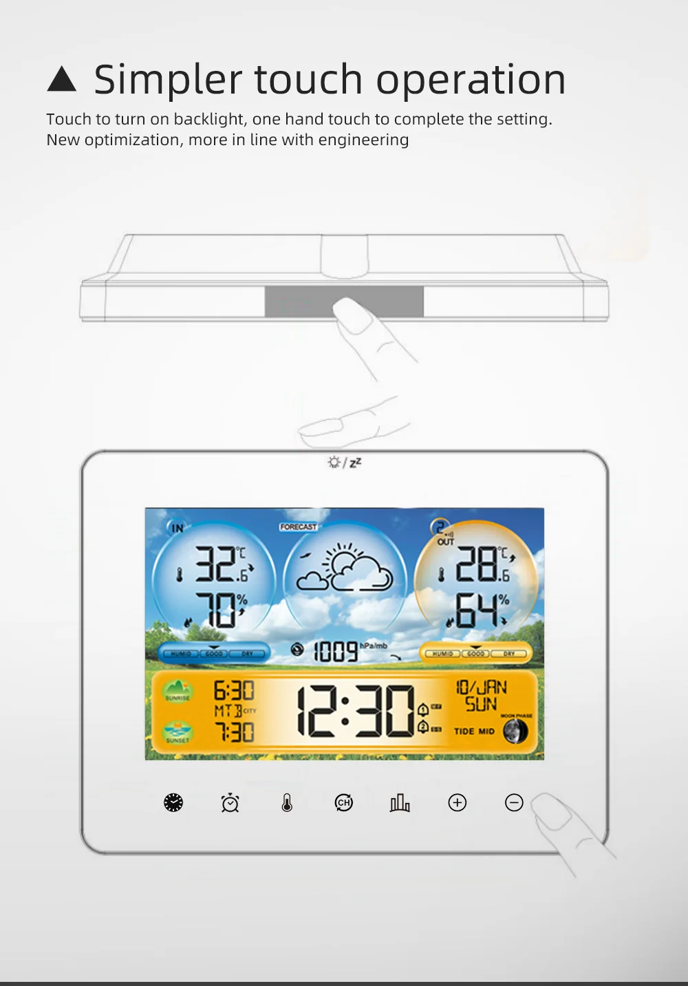 Weather Station Thermometer with Remote Sensors and Touch Color Screen Weather T
