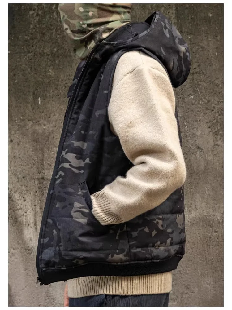 Commuter Outdoor Camouflage Down Cotton Autumn/Winter Wear Resistant Warm Vest Sleeveless Tactical Functional Tank Top