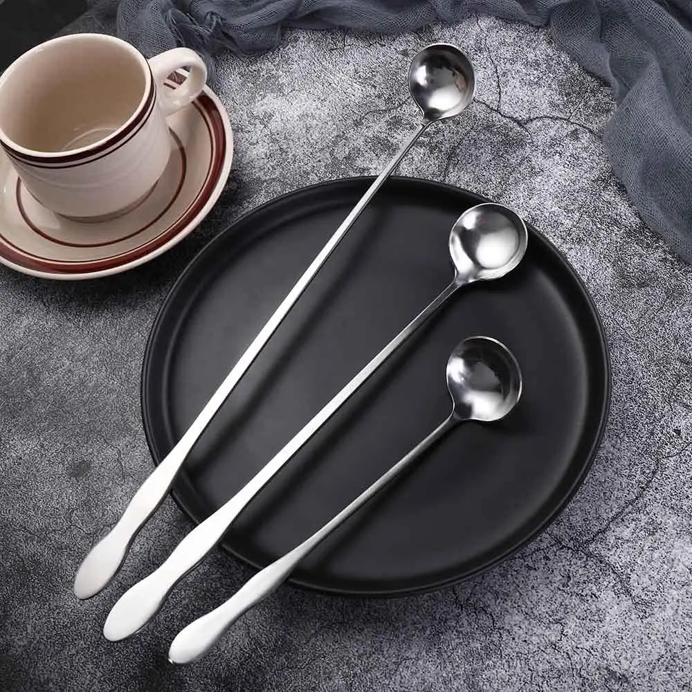 Home Cafe Stainless Steel Ice Cream Coffee Bartender Mixing Stirrers Cocktail Stirring Tool Teaspoon Bar Spoon