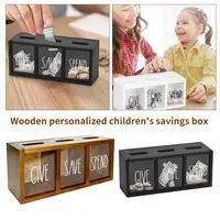 Wooden Personalized Children's Savings Box Give Save Piggy Bank Daily Family Money Box Kid Money Box Spend Saving Storage C Q9J6 1