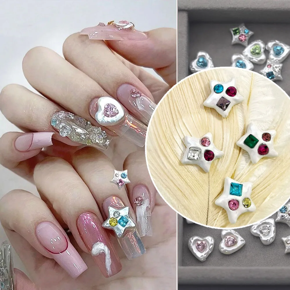 1Pot Nail Art Pearl Rhinestones Bright Heart Pearl Nail Mini Gem Stones  Baroque 3 Colors DIY 3D Crafts For Nail Art Decoration - AliExpress