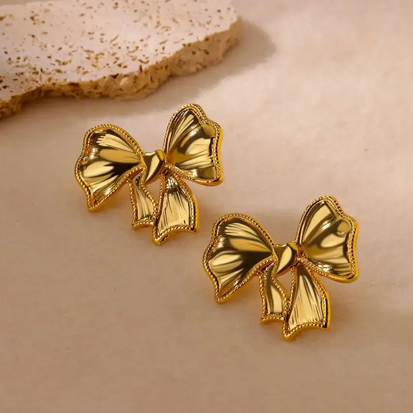 Lovely Earrings for Women Gold Stainless Steel 2024 Waterproof Ear Jewelry