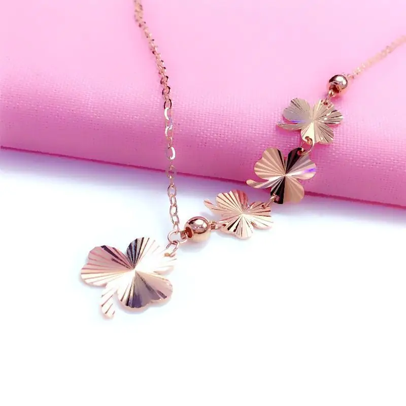 Four Leaf Clover Flower Necklace - Gold and Rose Gold Rose Gold