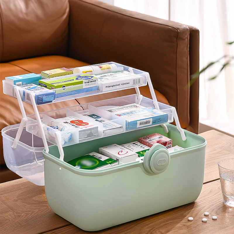 Large Size Medicine Storage 3 Layer Medicine box Portable Aid Kit Storage  Box Organizer Box Plastic Large Capacity Multi-Functional Family Emergency  Kit Box with Handle Medicine Chest Emergency Kit Cosmetic Organizer Storage