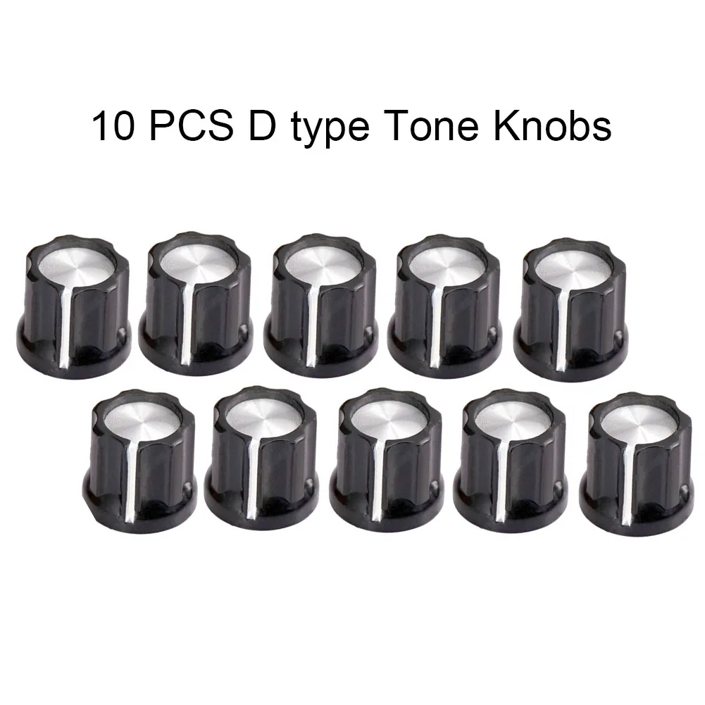 

10pcs D Type 6mm Shaft Hole Volume Control Potentiometer Knob Musical Instruments Guitar Bass Accessories Control Knobs