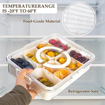 8 Grids Divided Serving Tray Storage Box Kitchen Portable Sub-format Seasoning Separator Box Fresh-keeping Snack Fruits Food Box 1