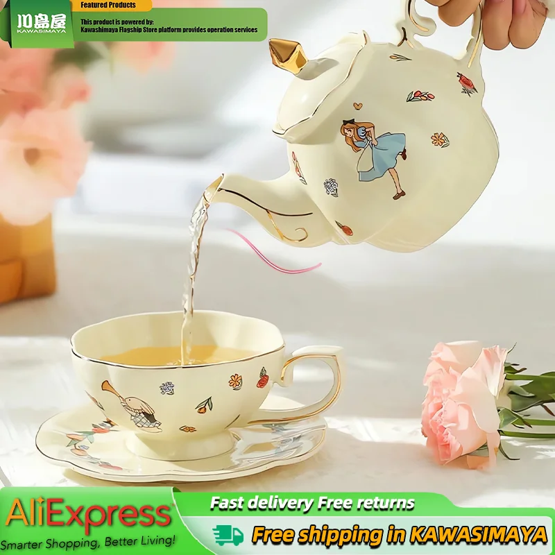 

KAWASIMAYA New Year Valentine Ceramic Teapot Teaware Sets Coffee Cup&Dish Birthday Gift for Girls' New Wedding Moving Home Gifts