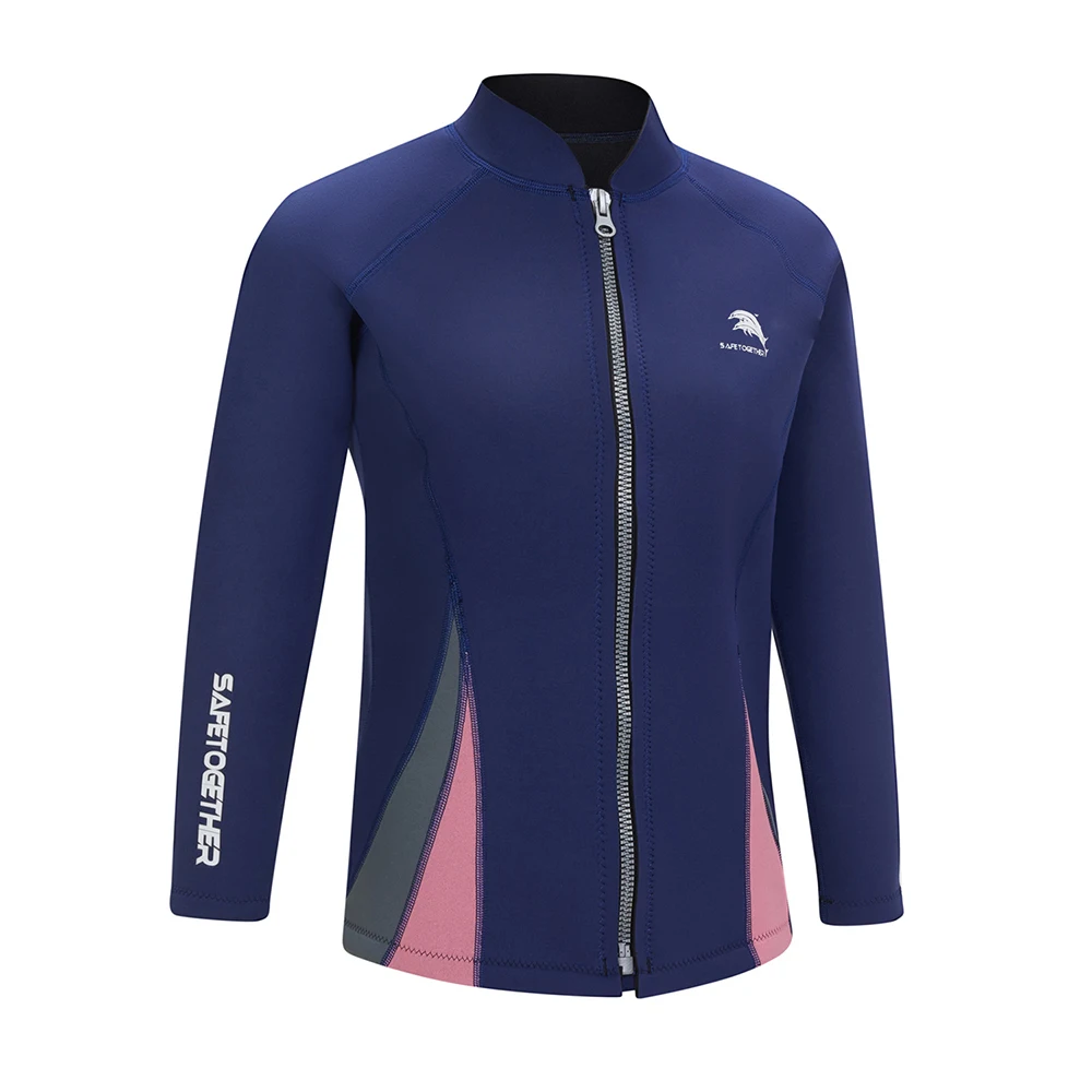 

New 2MM Neoprene Diving Suit Women's Fashion Long Sleeve Top Split Surfing Swimming Jacket Beach Water Sports Warm Diving Top
