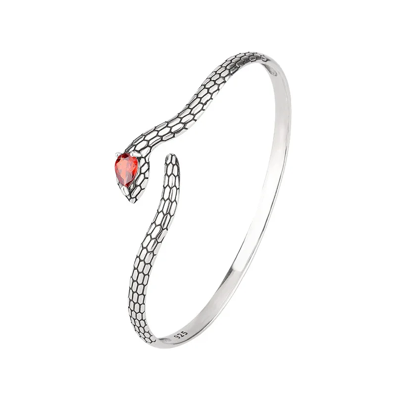 Neu eingetroffen: Vintage Schlangen-Armreif mit glänzenden Kristallen aus 925er Sterlingsilber für Damen – Promotion-Schmuck für Frauen, Partygeschenke 2027 – Detail 8