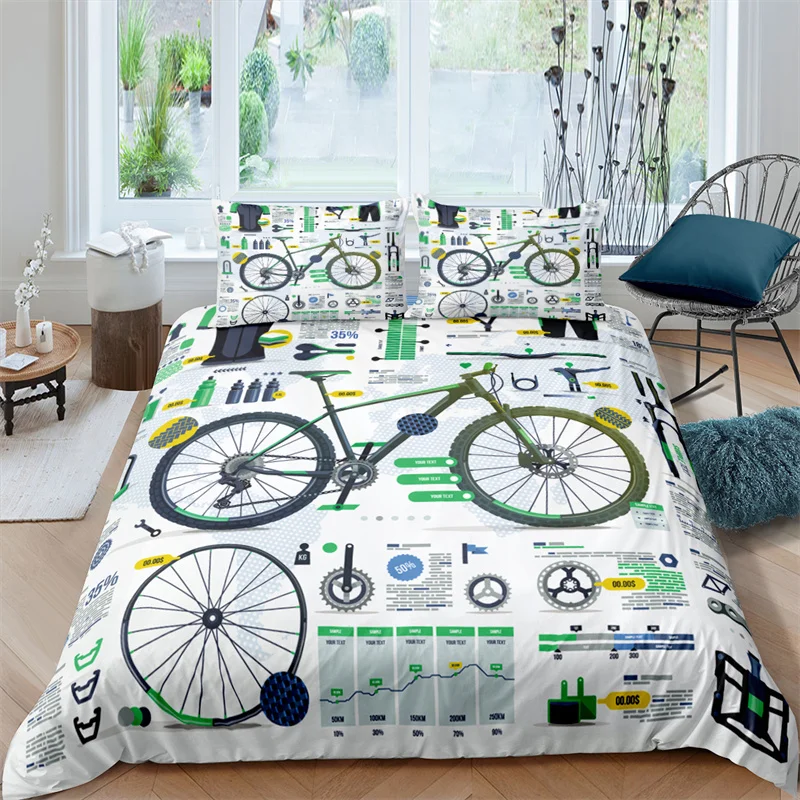 

Home Textile Luxury 3D Mountain Bike Print 2/3Pcs Kids Duvet Cover Pillowcase Bedding Set Single Queen and King AU/EU/US Size