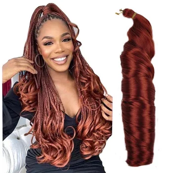 Soft Spiral Curly Crochet Braid Hair Synthetic Extensions French Curl Loose Wave Braid Color Brown Black Blonde 22 Inch 150g 1