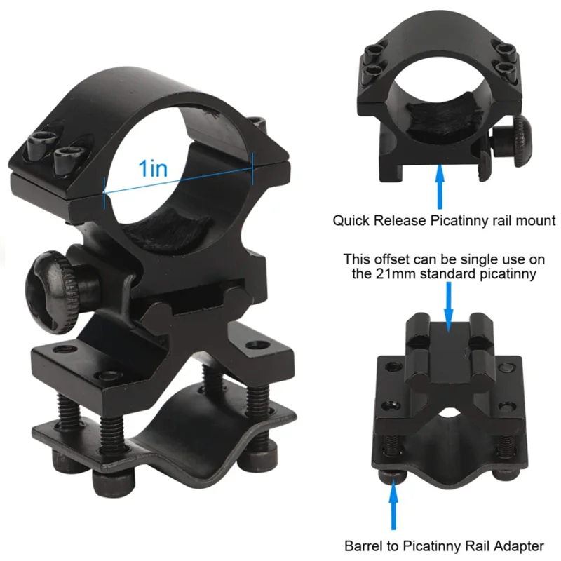 Universal 1"inch 25.4mm Scope Mounts Flashlight Torch Mounts For 20mm Standard Picatinny/Weaver Rail
