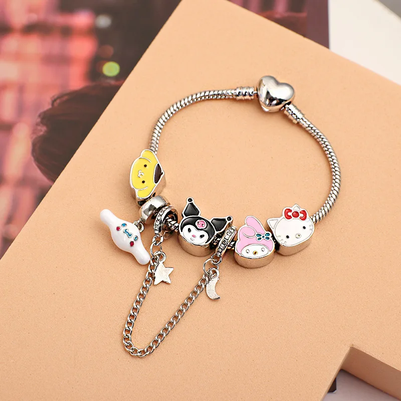 

Sanrio Hellokitty Mymelody Kuromi Cinnamoroll Kawaii Summer New Girl Alloy Bracelet Cartoon Pendant Jewelry Couple Birthday Gift