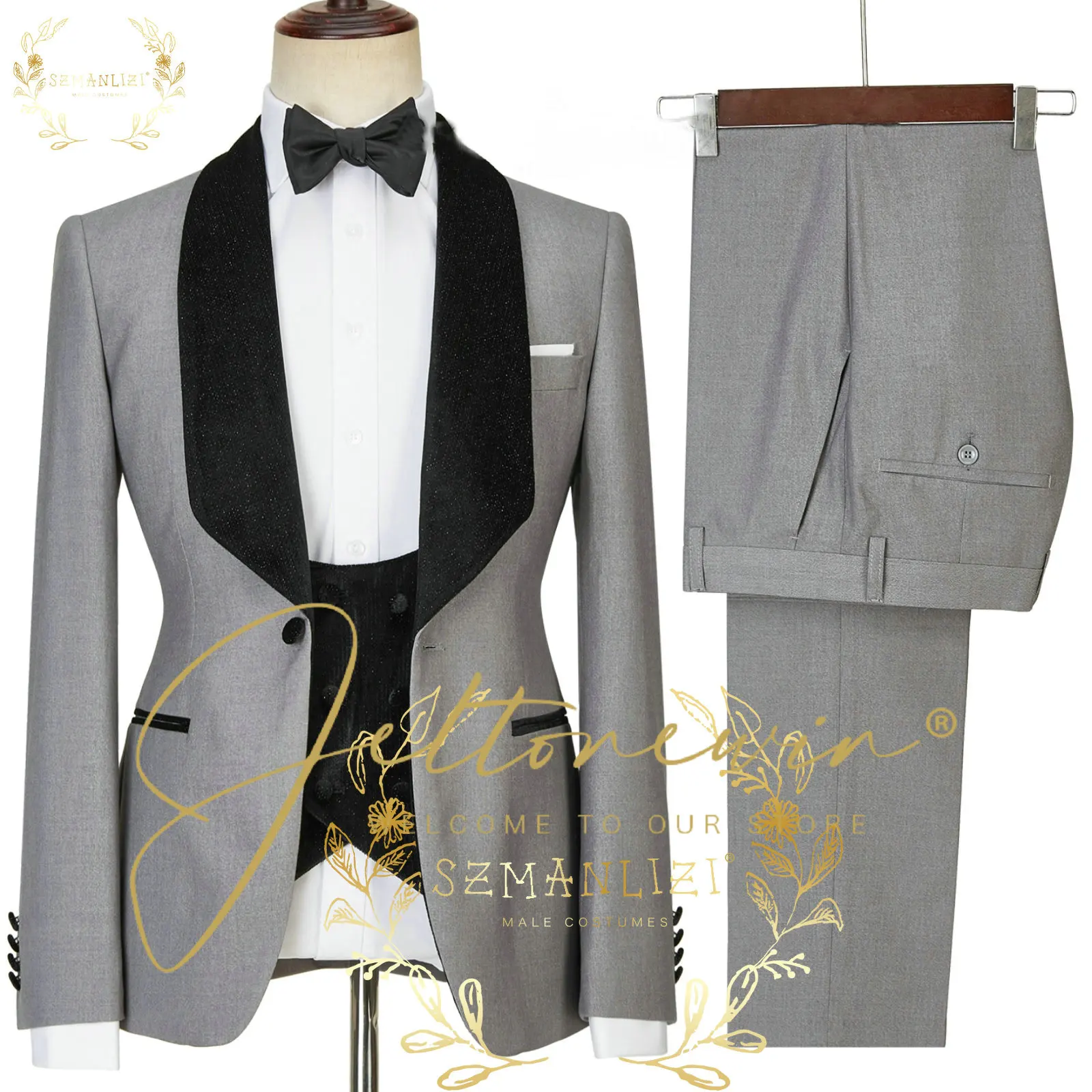 

Shawl Lapel 2022 Tailor Made Suit Classic Single Breasted Men Wedding Suits 3 Pieces(Jacket+Pant+Vest)Traje De Novio Para Boda