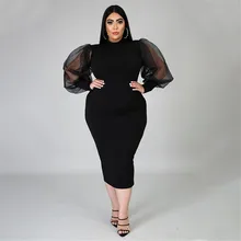

Women's Plus Size Dress SMesh See-Through Panel Solid Color Slim Fit Crew Neck Dress Autumn Spring New Fashion 2022 Party Dress