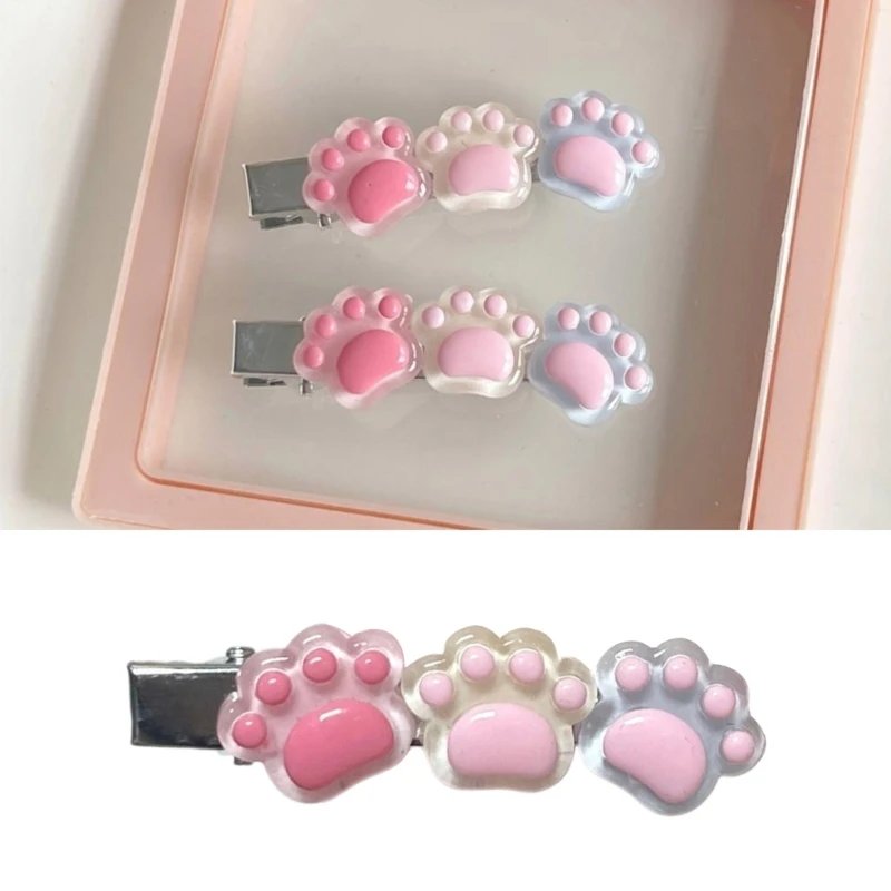 

Sweet Clear Cartoon Cat Paw Hair Clip Ponytail Bangs Hairpin Lovely Hairclip