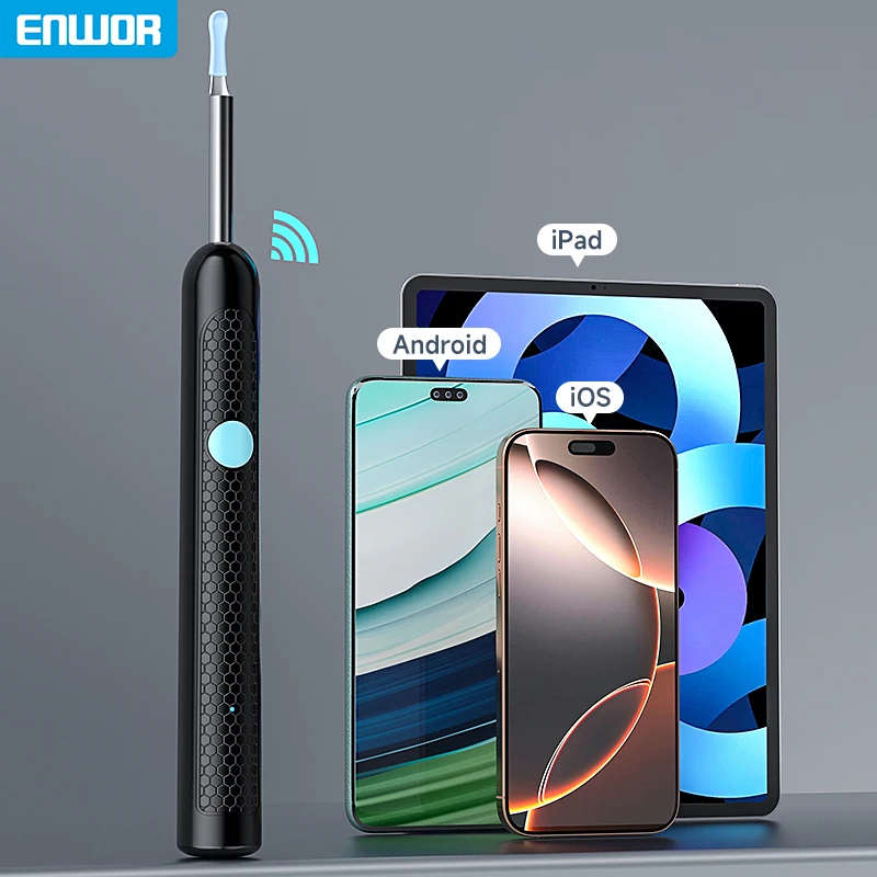 WiFi Connect Visual Otoscope Camera for with 6 LEDs 4.2mm Ultra Thin Otoscope Ear Wax Removal Tool with Waterproof 1080P Camera 1