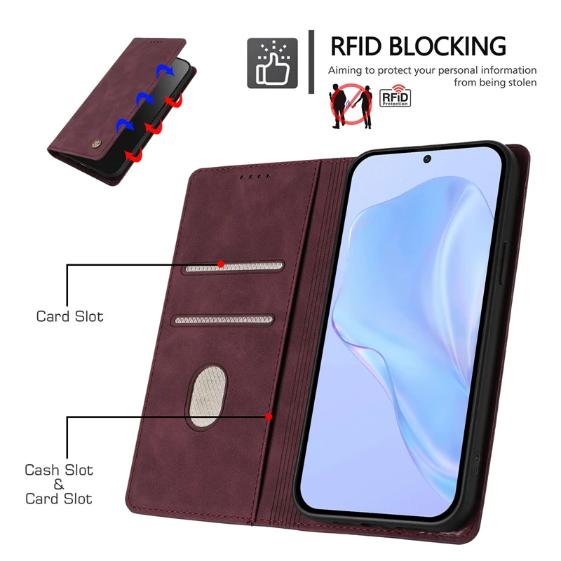 Luxury Solid Color Leather Magnetic Phone Case Cover - Enhanced Protection