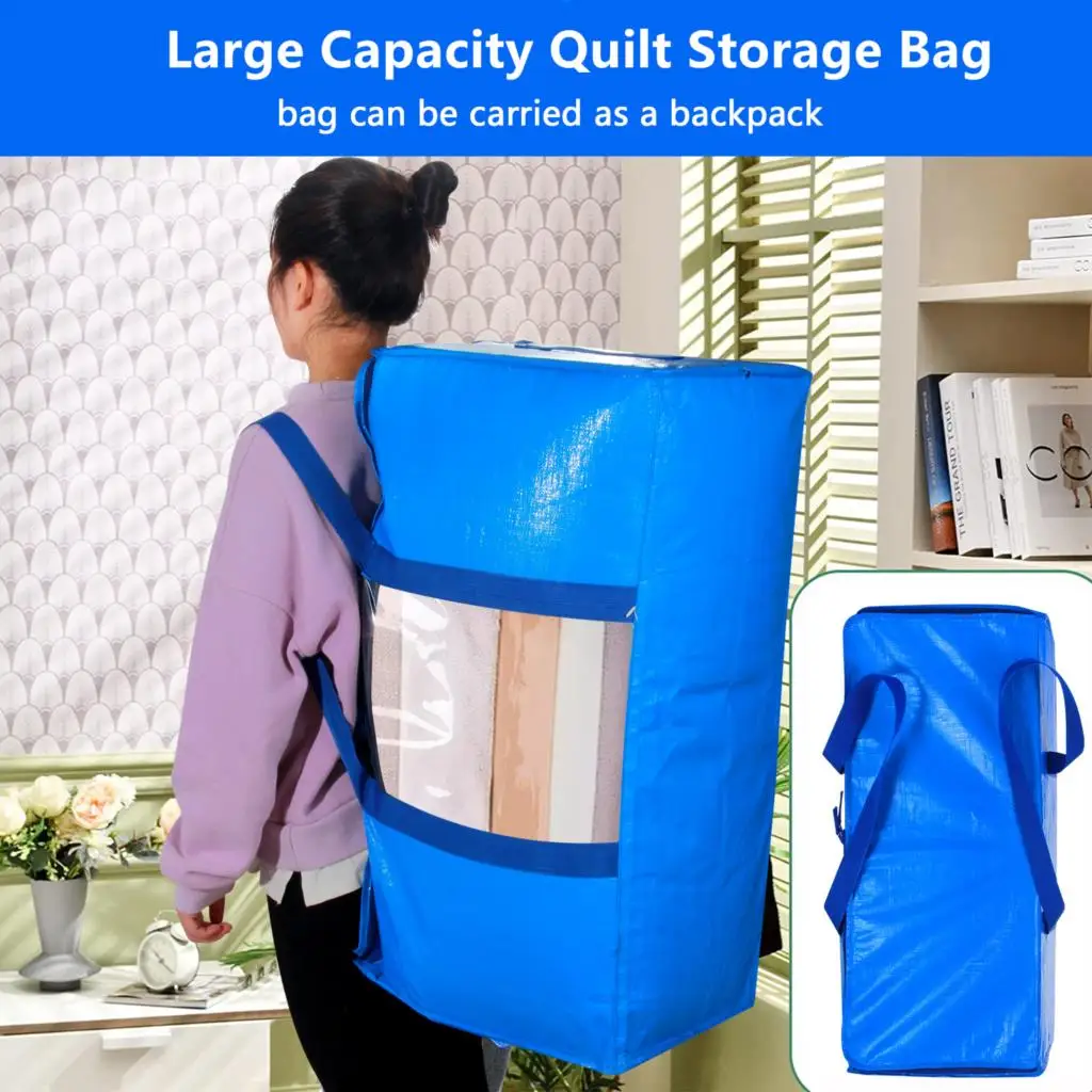 

Storage Bag Waterproof Large Capacity Quilt Storage Bag Visible Window Extra Big Organizer Pouch Moving Tote Bag Daily Use