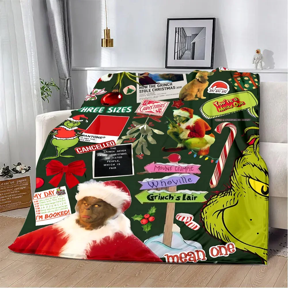 How the G-Grinch Christmas Printed Blanket Picnic Blankets Warm Blanket Soft and Comfortable Blanket Home Travel Birthday 2