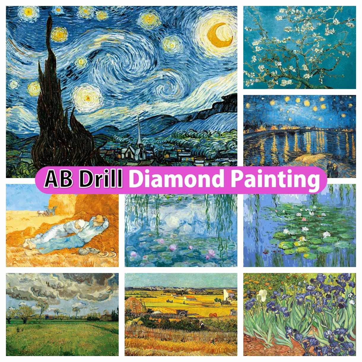 5D Diamond Painting Kits for Adults,Full Square Drill Diamond Art Van Gogh  Starry Night Large Diamond Painting Kits for Adults ,DIY Diamond Art and