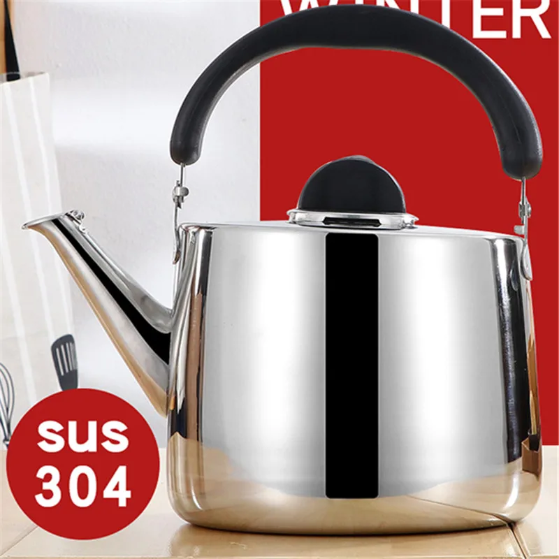 

304 Stainless Steel Sound Kettle Gas Teapot Large Capacity Milk Hot Water Bottle Outdoor Camping Whistling Kitchen Tea Kettle
