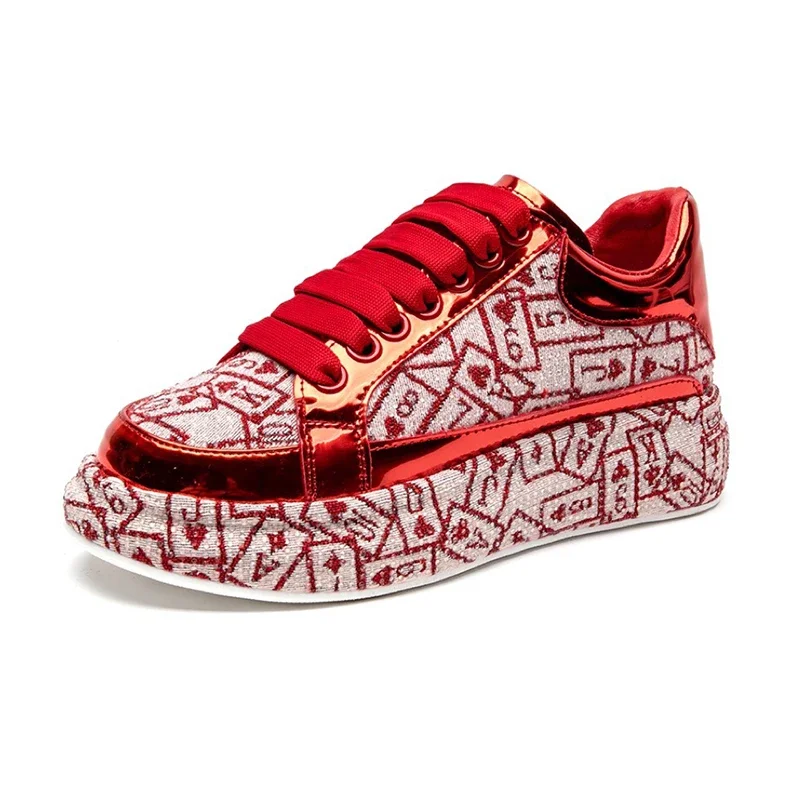 

Top Quality Sneakers Women Skate Shoes Bling Rhinestone Women Loafers Platform Fashion Shiny Women's Casual Shoes Big Size 43