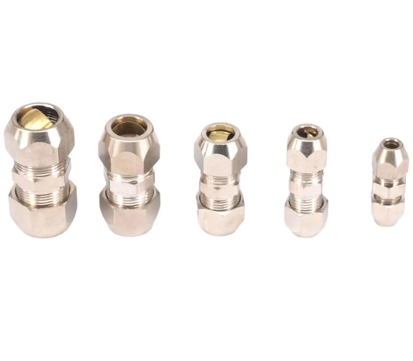 

2pcs Fit 3/4/6/8/10/12/14/15/16/1820mm Tube OD Equal Nikel Plated Brass Ferrule Pneumatic Air Compression Fitting Connector