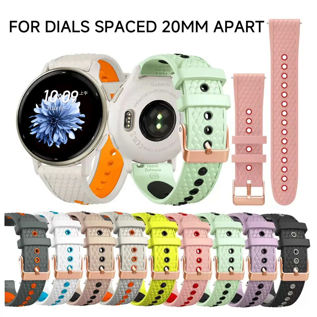 20mm Silicone Sport Watch Strap Band – Universal Wristband Replacement