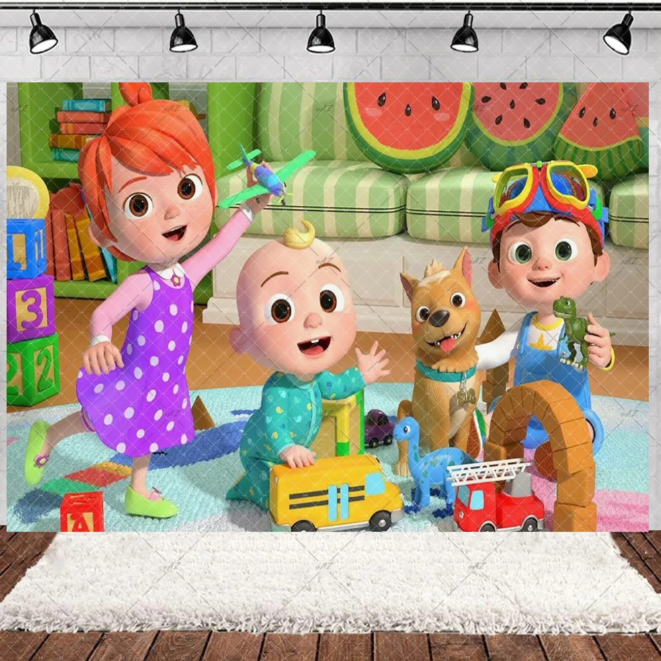 JJ Kinder-Geburtstags-Themenparty-Hintergrund, Familien-Animations-Dekoration, Grüne Wassermelone, Jungen-Kuchentisch-Deko, Baby-Zubehör, Foto-Banner – Detail 16