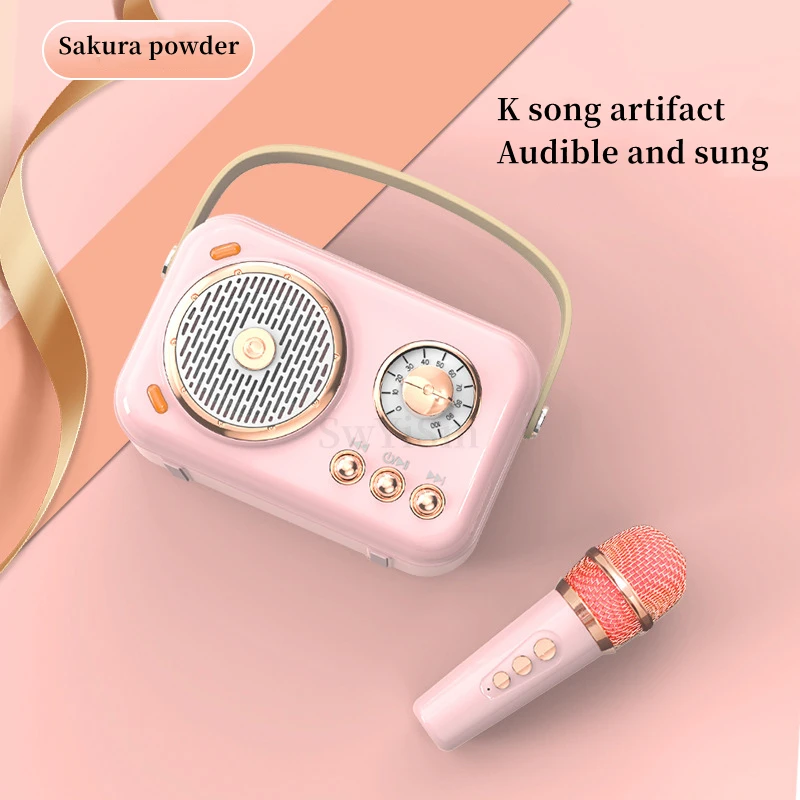 Professional Karaoke Machine Wireless Bluetooth Speaker With Dual Mic Outdoor Home KTV System Portable Music Player_voghion.com