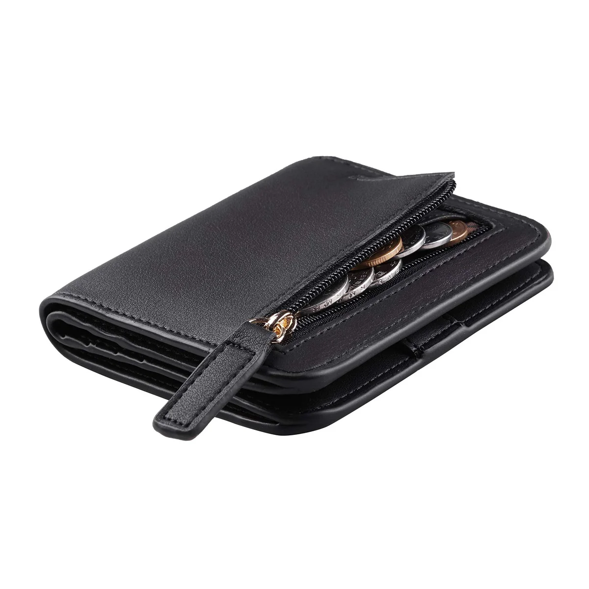 Women's RFID Blocking Compact Bifold Leather Wallet with ID Window