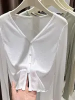 plus Size Ice Silk Thin Sun Protection Cardigan Women's Summer ort Sve Outerwear with Wood ain  Spring Autumn