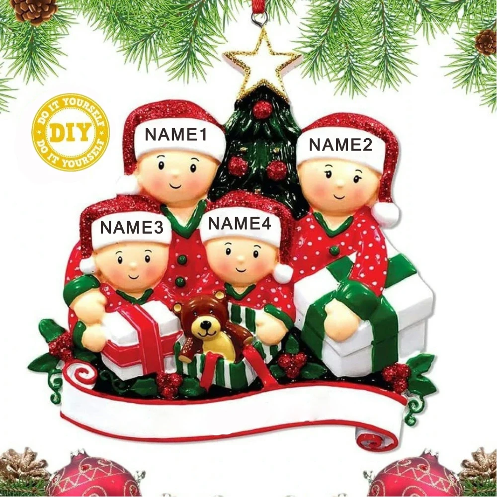 thumbnail image 2 of Adorno navideño familiar personalizado con dibujos animados, colgante para árbol de Navidad, regalo de Año Nuevo 2024, decoración para árbol de Navidad para el hogar, 2 of 5