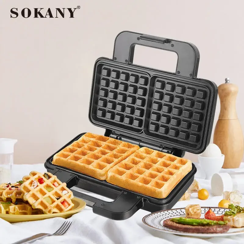 Waffle Maker, 2 Slices Waffle Iron, Compact Chaffle Maker for Breakfast,  with Indicator Lights, Easy to Clean, PFOA Free, Black