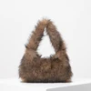 Autumn and Winter Plush Shoulder Handbag, Y2K Zipper Crescent Bag, Fashionable Armpit Bag, Cute Ladies Wallet (Random Pattern) 1