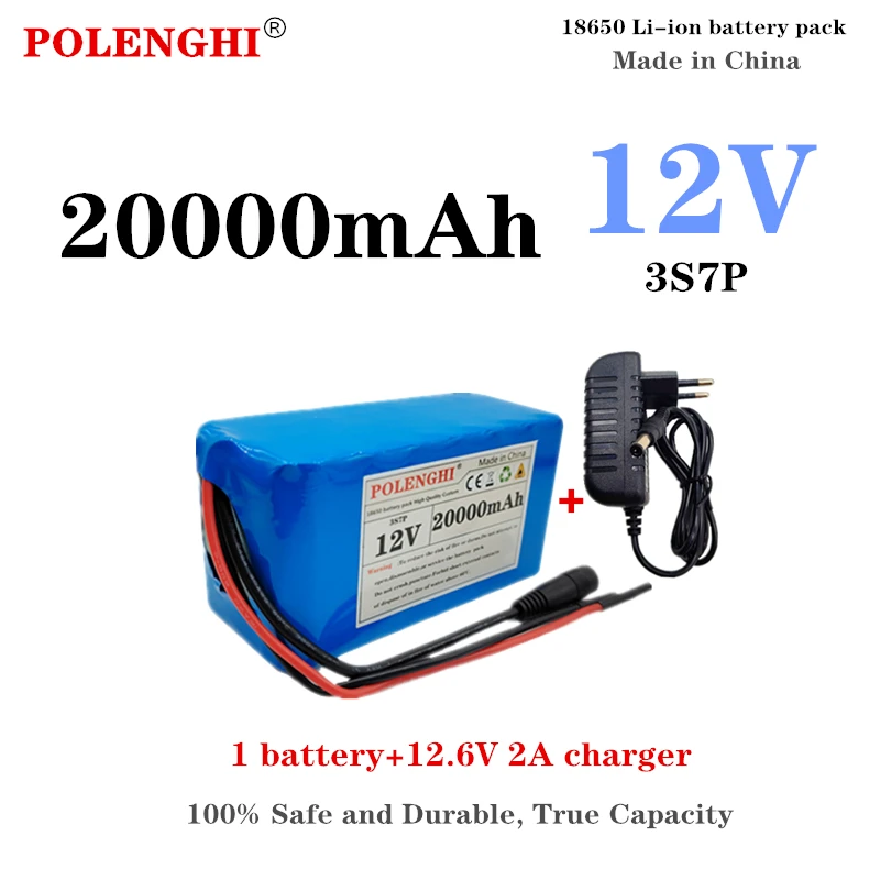 

100% True Capacity 12V Lithium Battery 20000mAh High Capacity 20Ah 3S7P 12.6V 18650 Lithium Rechargeable Battery Pack with BMS