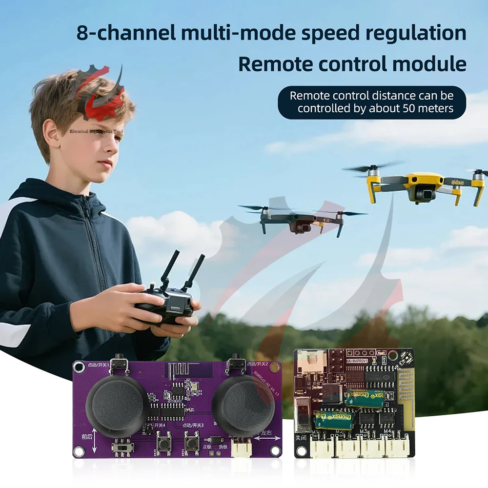 Module récepteur 2.4GHz 8 canaux pour drone DIY installé sur une carte de contrôle de vol avec câbles de liaison.